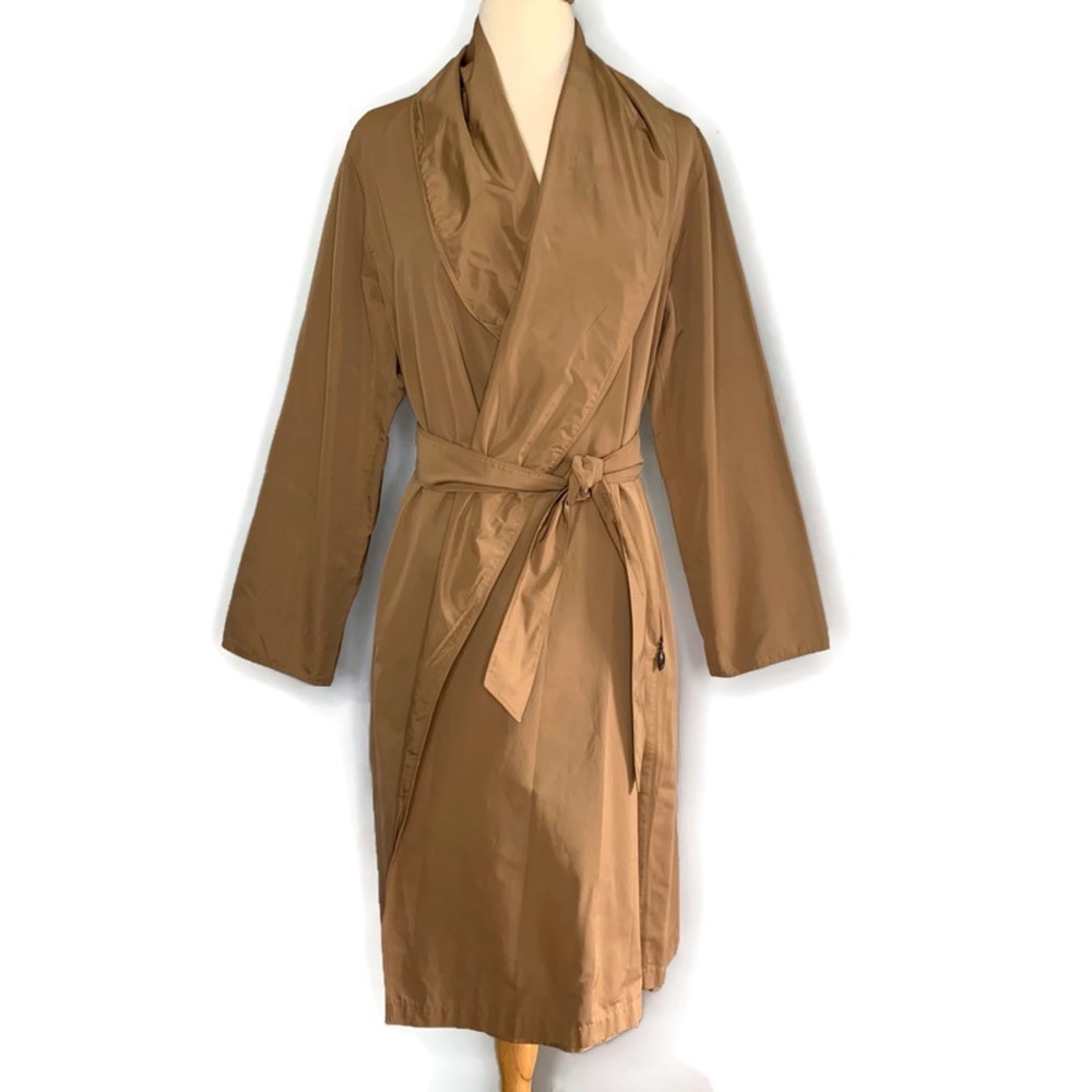 MaxMara Rainwear Camel Water Repellant Wide Collar Belted Coat Size 8/10